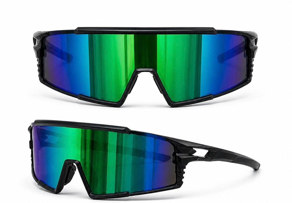 Lunettes de Soleil Sport Monture Noire & Branches Vertes