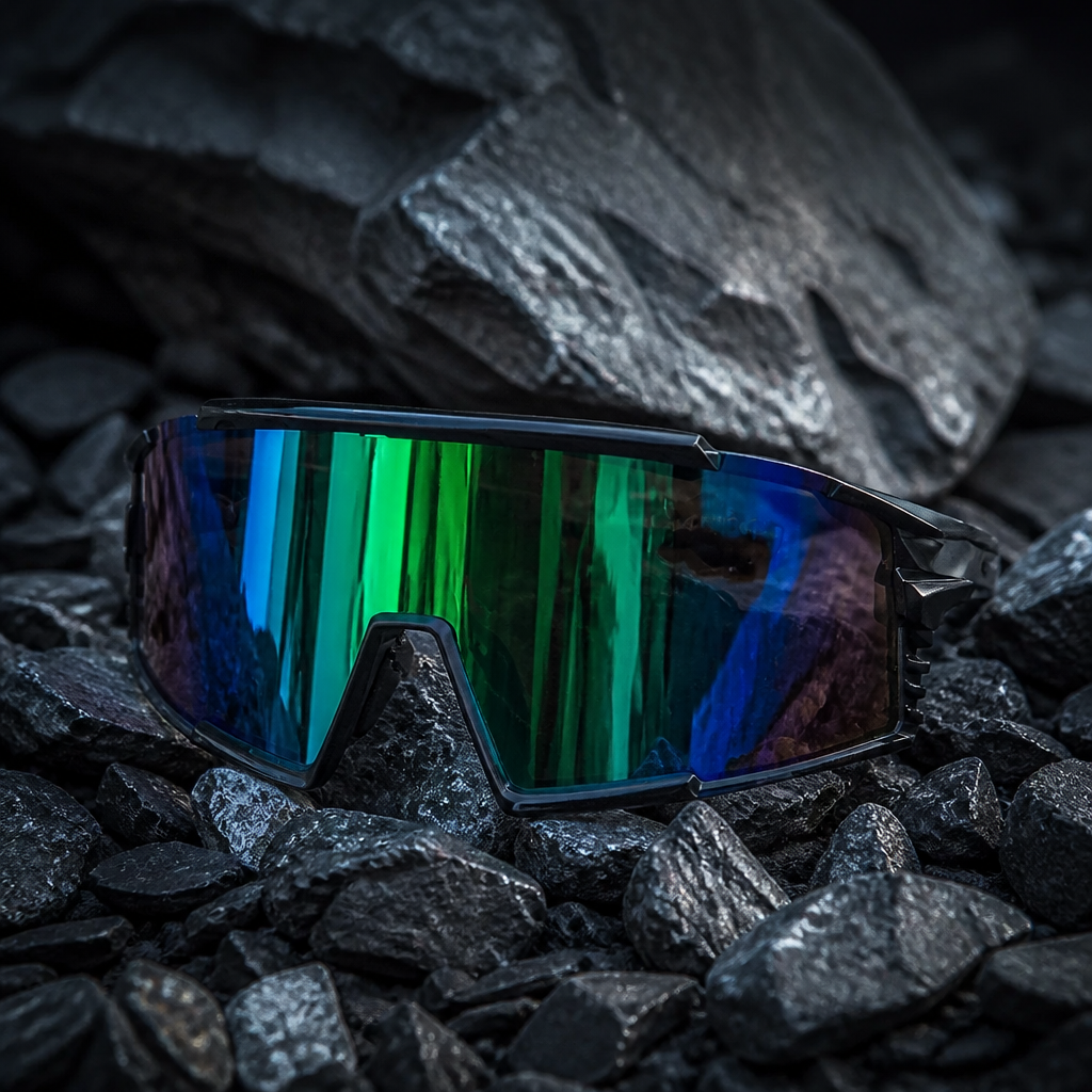 Lunettes de Soleil Sport Monture Noire & Branches Vertes