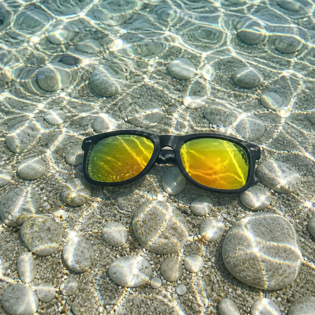 Lunettes de Soleil Monture Jaune & Branches Noires