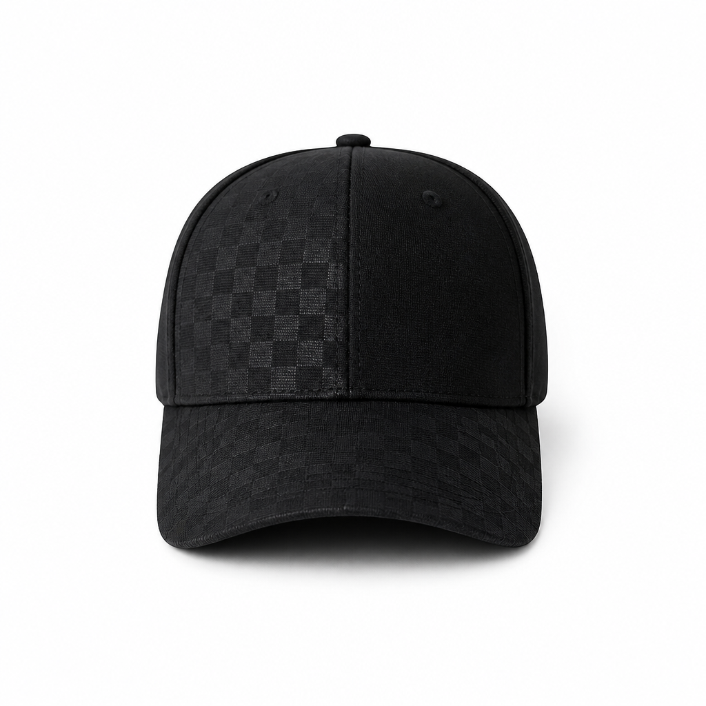 Casquette Noire Motif Carreaux Ajustable