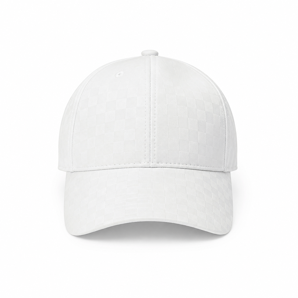 Casquette Blanche Motif Carreaux Ajustable