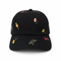 Casquette  Noire Broderies Florales