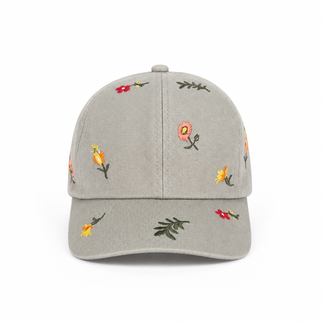 Casquette Grise Broderies Florales