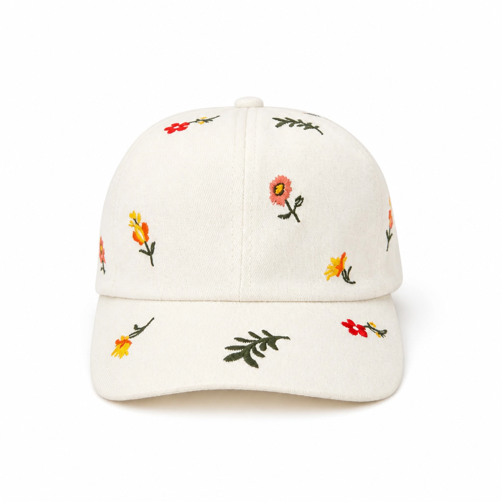 Casquette Blanche Broderies Florales