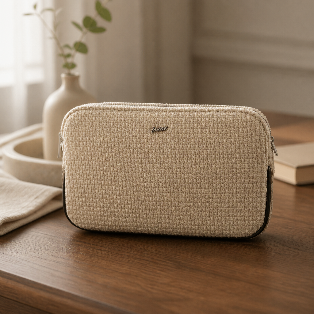 Sac à main Femme Tressée Beige Fermeture Éclair