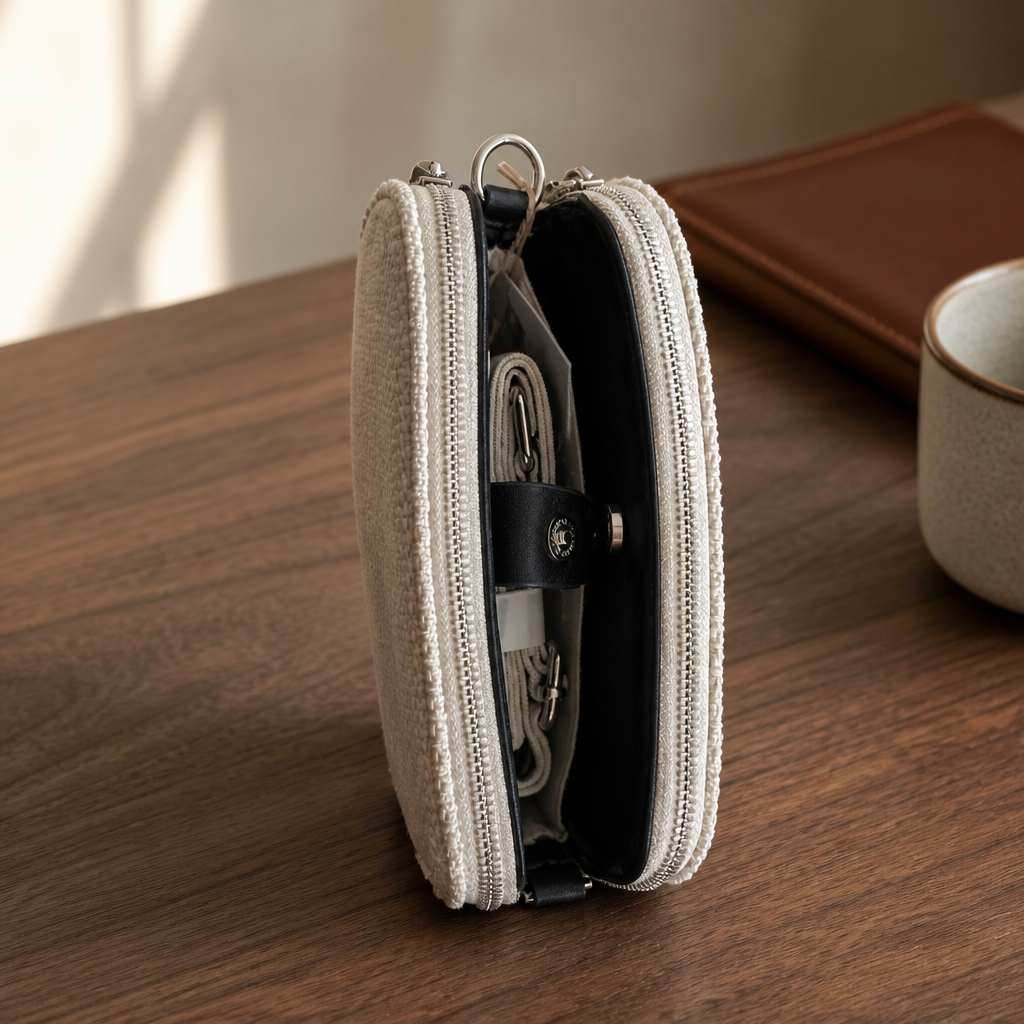 Sac à main Femme Tressée Beige Fermeture Éclair