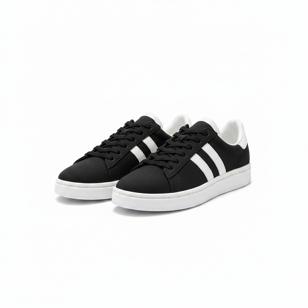 Basket Femme Noire Bandes Blanches