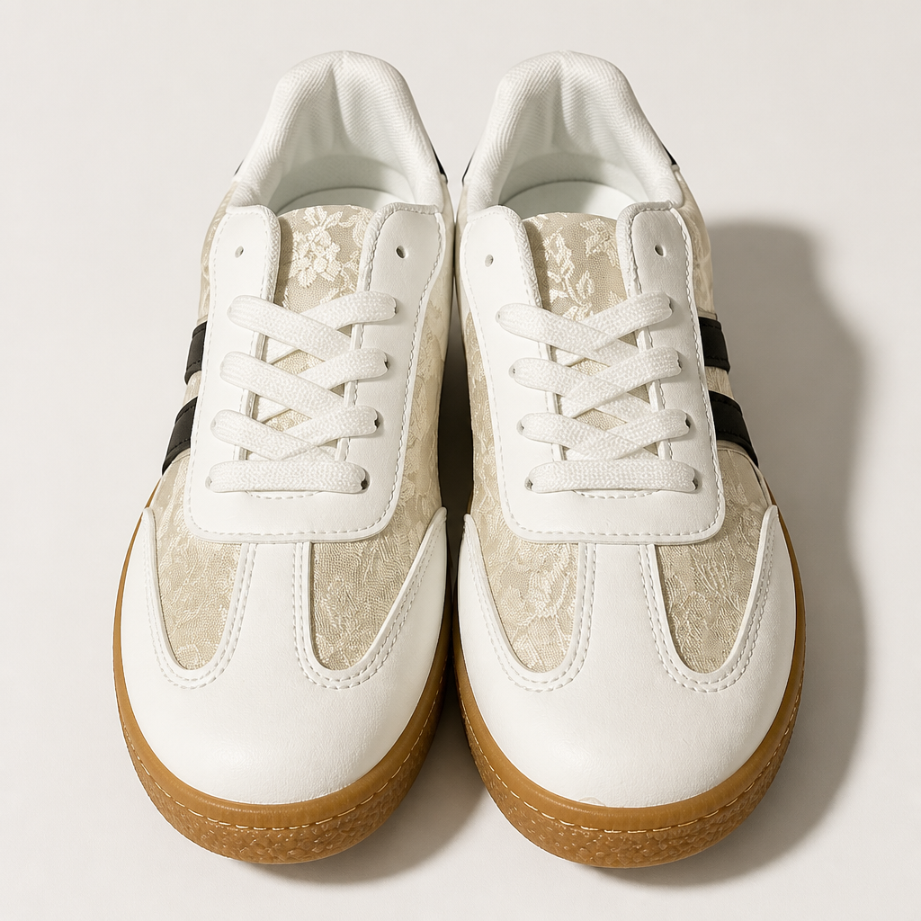 Chaussure Femme Blanche Motif Feuillage