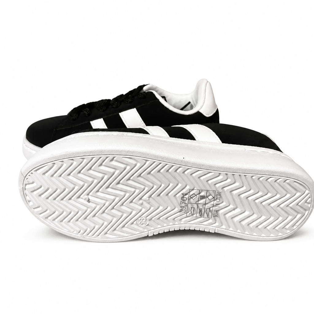 Basket Femme Noire Bandes Blanches