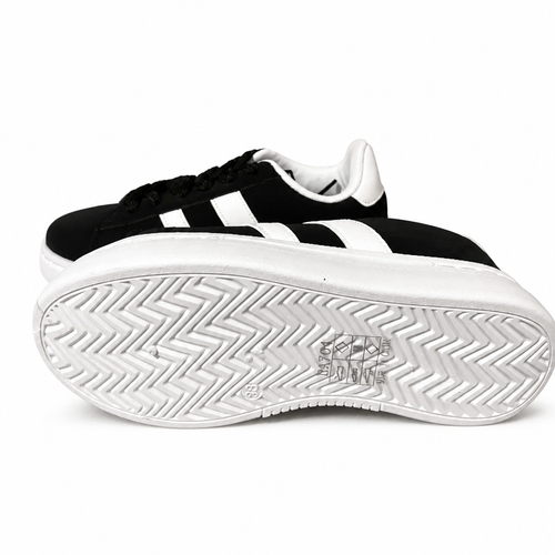 Basket Femme Noire Bandes Blanches