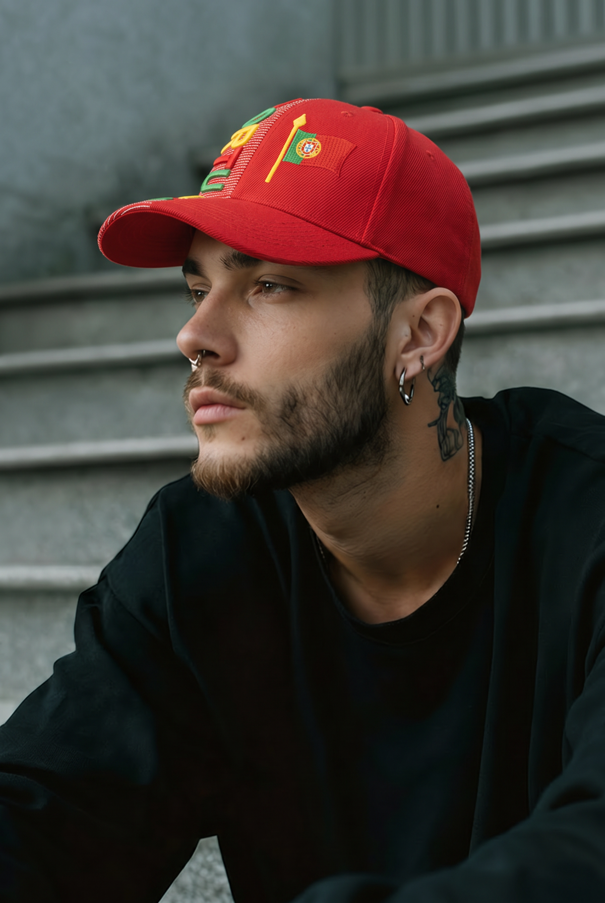 Casquette Supporter Portugal Rouge Broderie