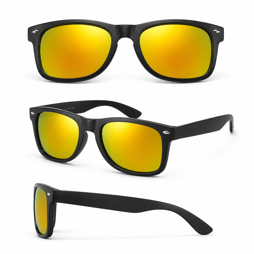 Lunettes de Soleil Monture Jaune & Branches Noires
