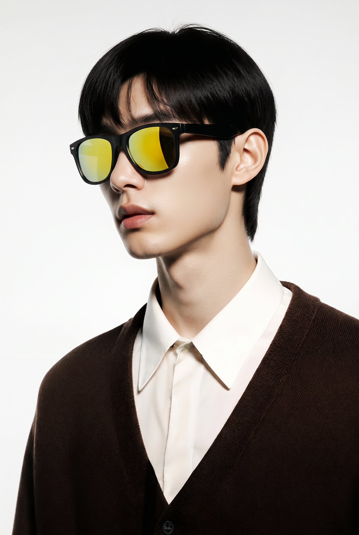 Lunettes de Soleil Monture Jaune & Branches Noires