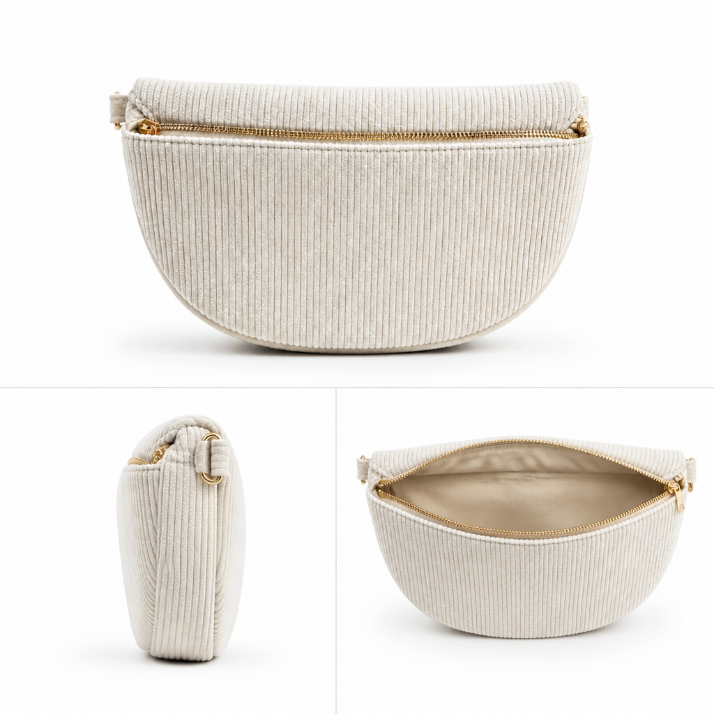 Sac Banane Velours Blanc