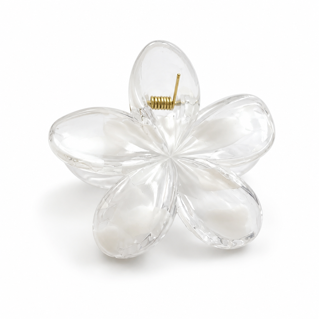 Pince à cheveux blanc/transparent 8cm