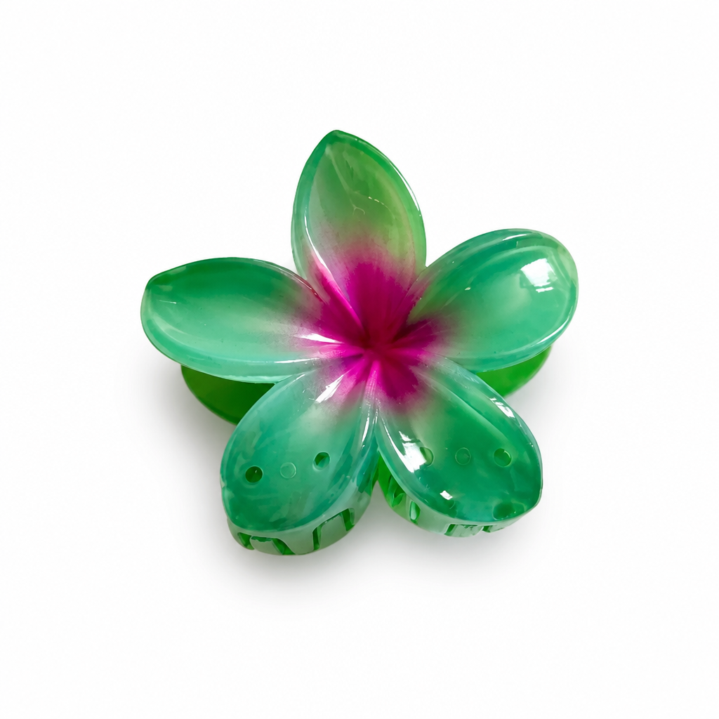 Pince à cheveux vert/rose 7cm