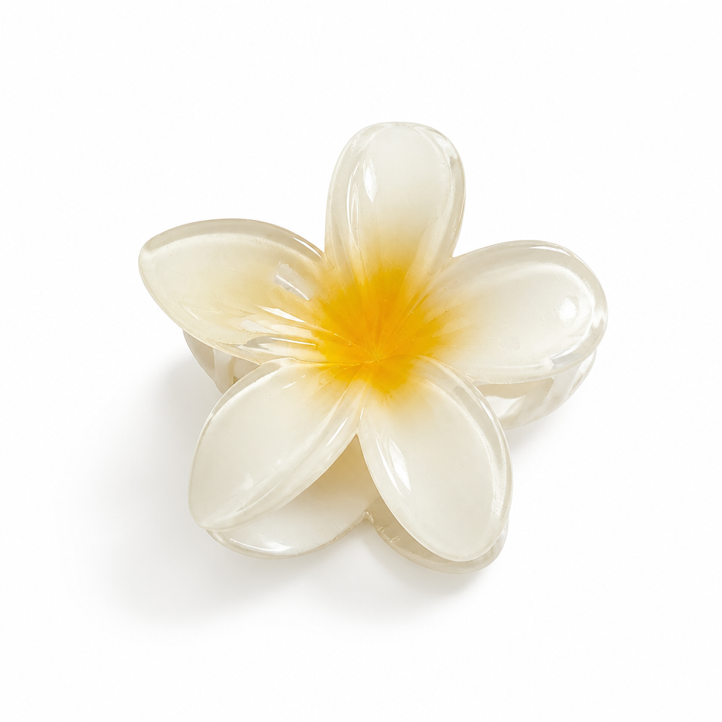 Pince à cheveux jaune/blanc 8cm