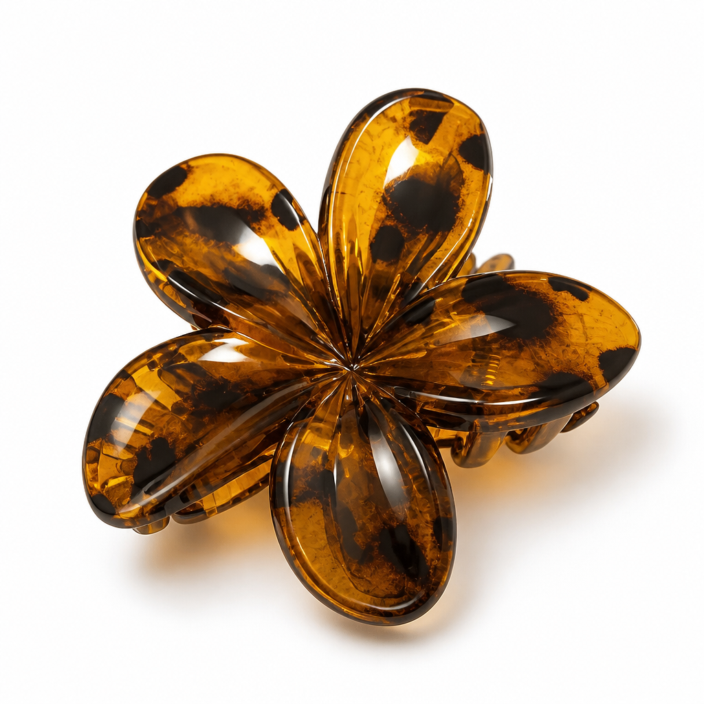 Pince à cheveux Léopard jaune 8cm