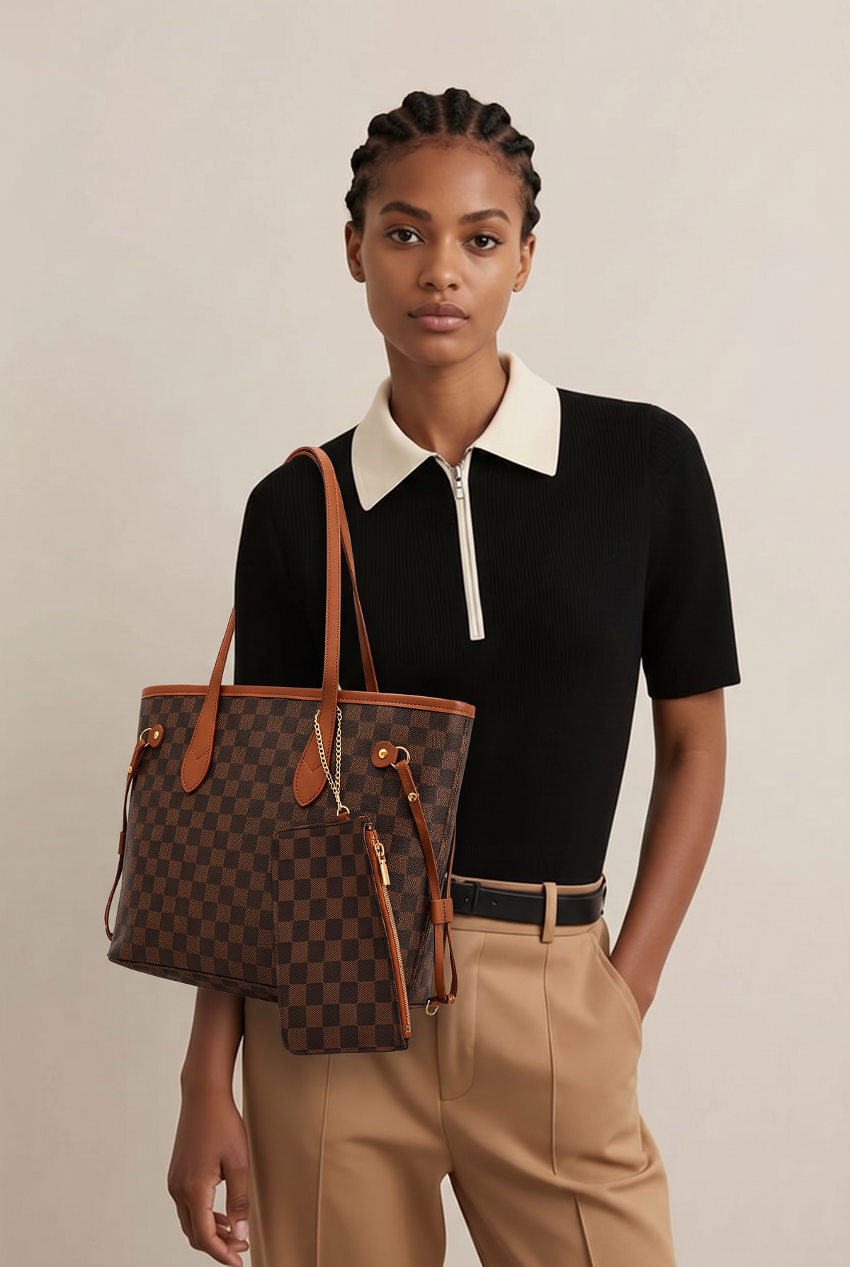 Sac à main en cuir marron foncé