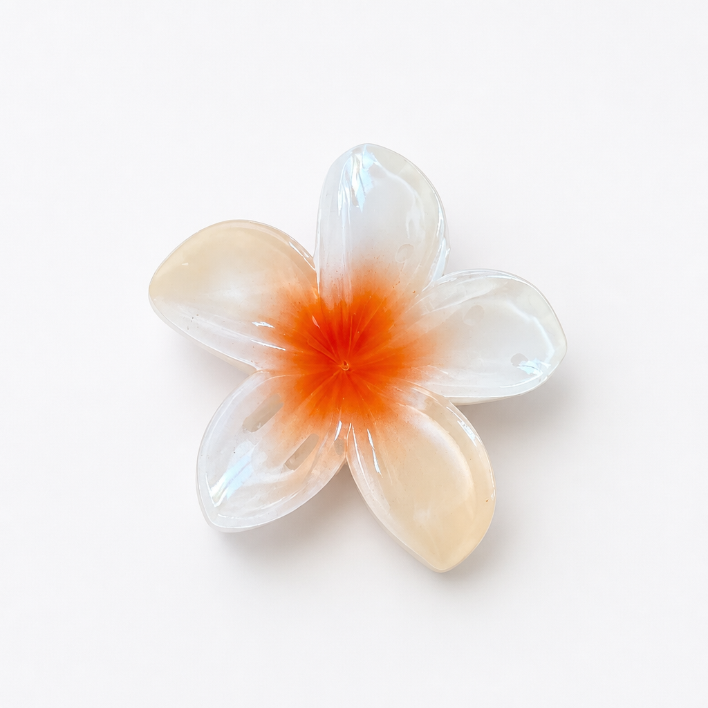 Pince à cheveux orange/blanc 7cm