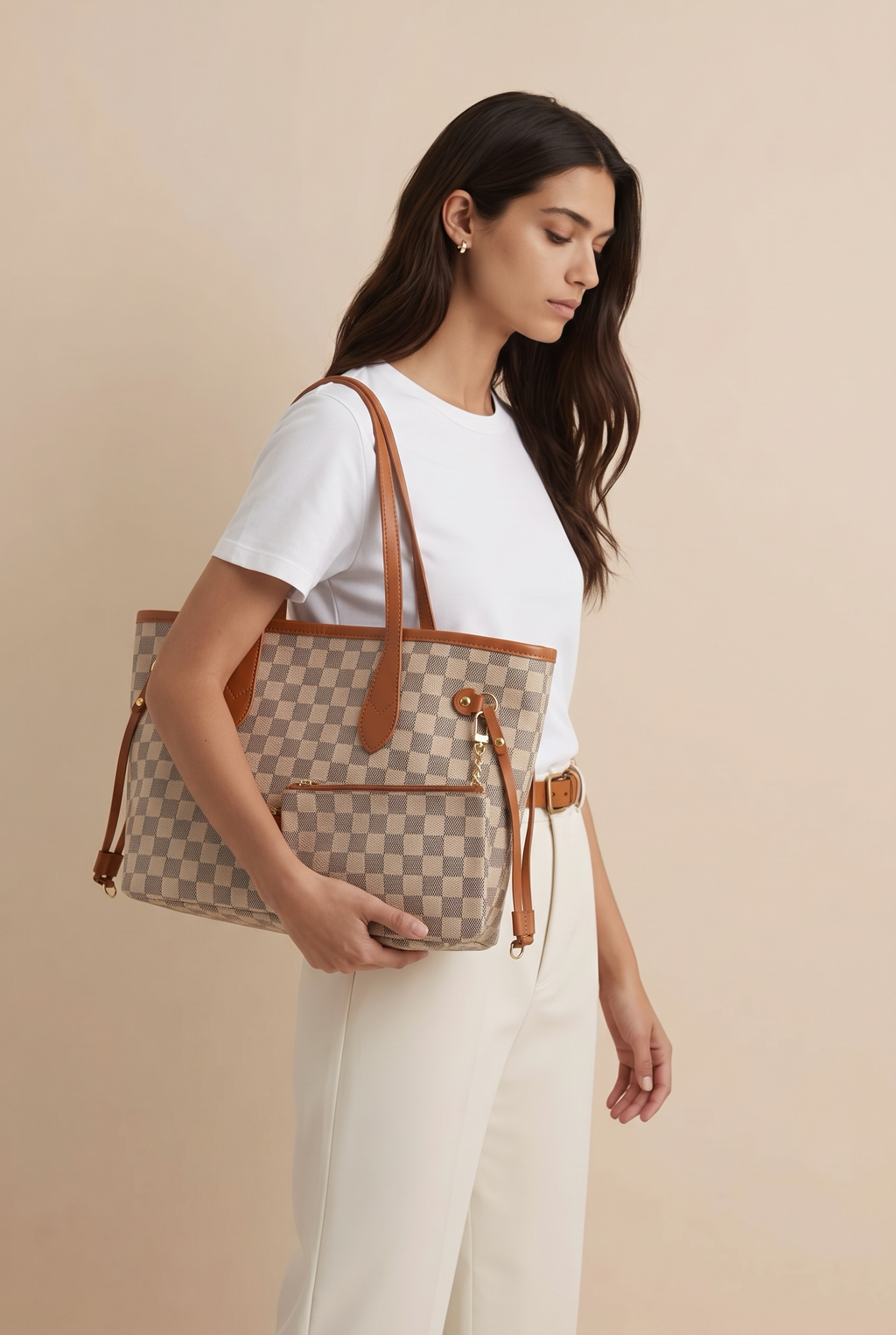 Sac à main en cuir beige