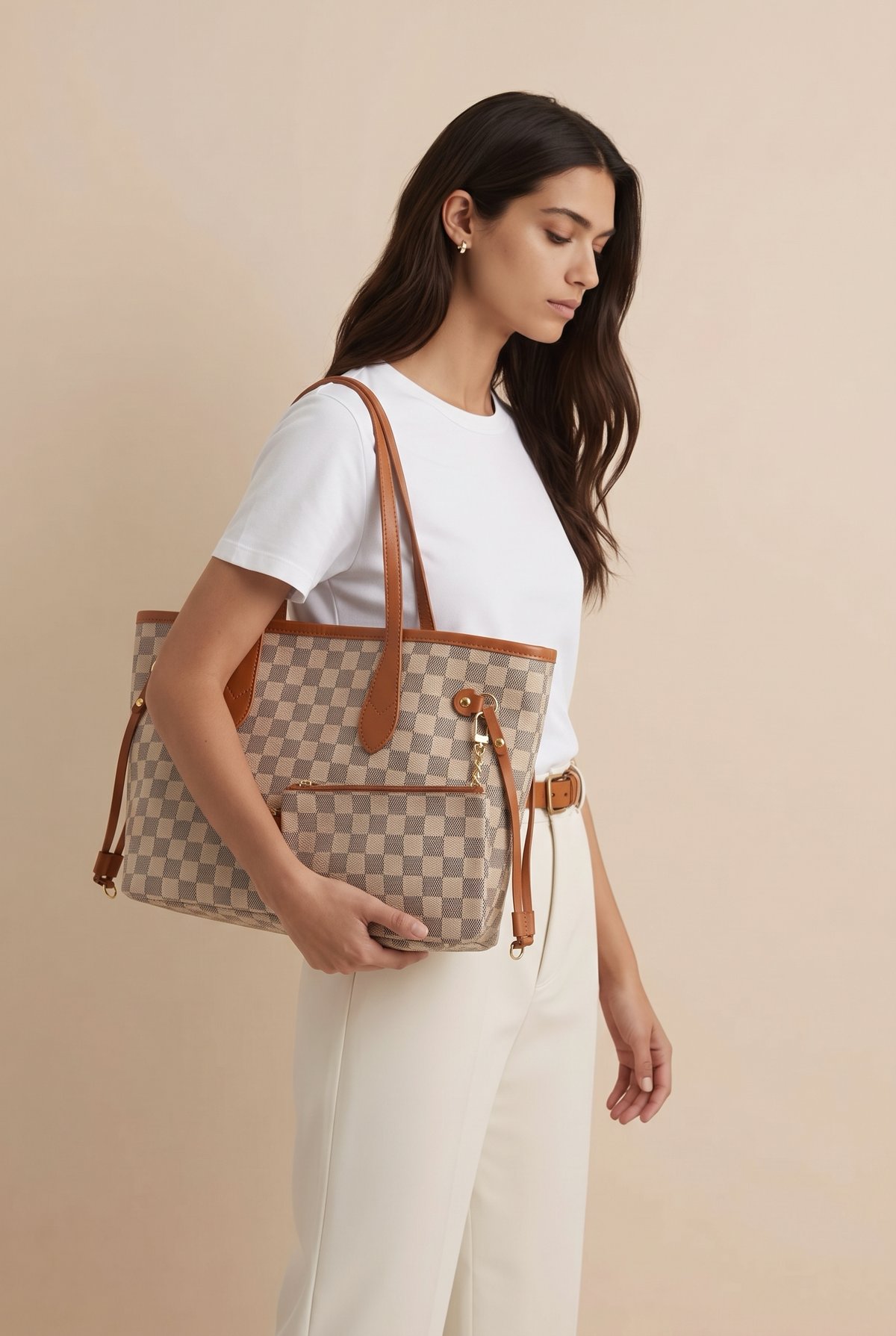 Sac à main en cuir beige